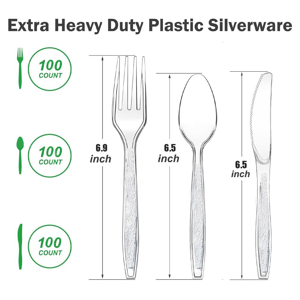 Набор столовых приборов на 100 персон, термостойкий, одноразовый набор пластиковой посуды, набор пластиковых столовых приборов, пластиковая посуда оптом для вечеринки