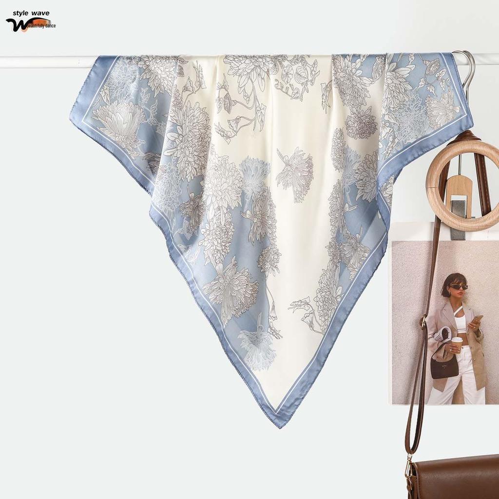 Women's Korean Silk Print Small Square Scarf - Versatile Neck Scarf