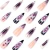 European and American foreign trade 3D floral press on nails, long almond French style. Hot-selling finished false nails for wholesale.