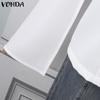 VONDA Женская мода контрастного цвета с V-образным вырезом и длинным рукавом пиджаки