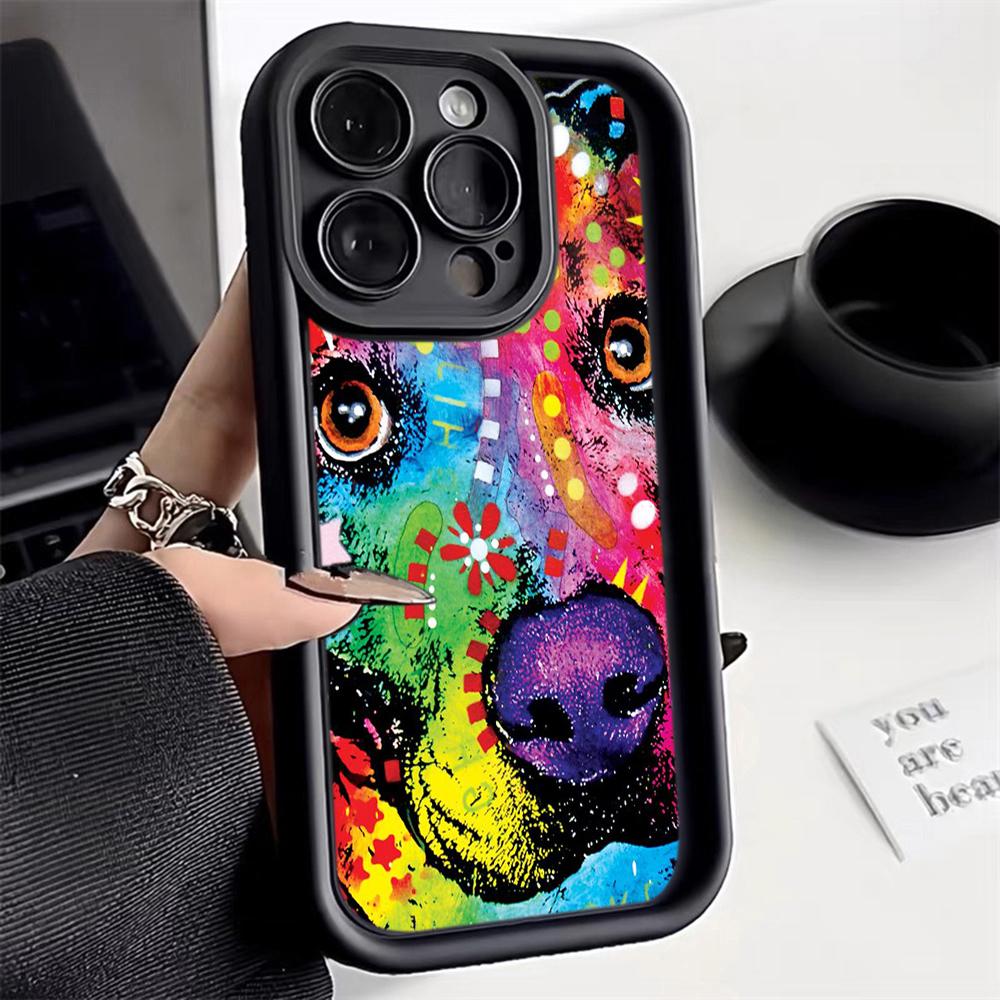 Ae76 Dog Color Doodle Design Art Защитные чехлы для телефонов для iPhone 13 14 15 Pro Max infinix Hot 40i Tecno Camon 30 20 Pro Angel Eyes Задняя крышка из ТПУ