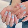 24Pcs French Long Ballet Square Fake Nails Handmade Removable Press On Acrylic Nail Art Tips