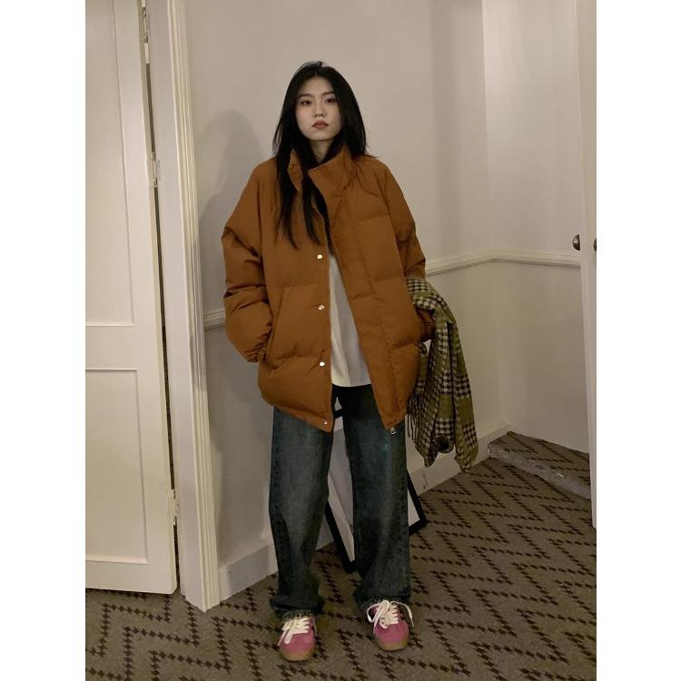 Зимняя модная свободная хлопковая куртка для женщин, пальто с воротником-стойкой