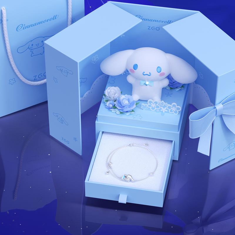 Sanrio 925 silver limited edition, trendy color painting, Cinnamoroll starry sky, fugitive princess simple niche design bracelet, 6096 Cinnamon Dog