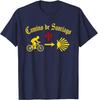 Camino de Santiago Man Riding Bicycle Yellow Arrow Scallop TShirt Short Sleeve Casual 100 Cotton Shirt