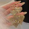 Premium‑Sense Full‑Diamond Love Fringed Earrings, Flash‑Diamond Exaggerated Heart Earrings, Trendy Versatile Party Women Earrings