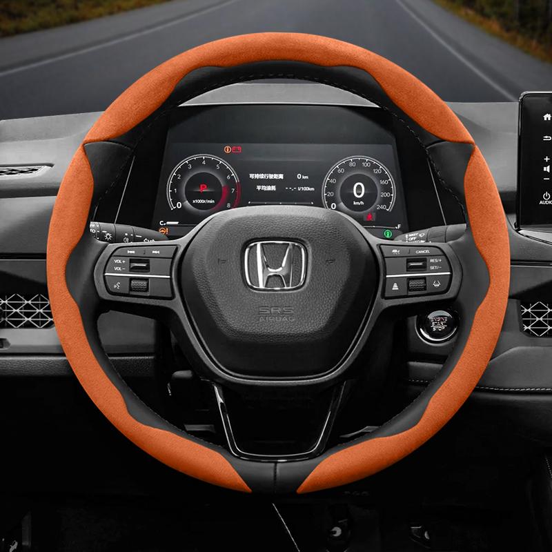 For Honda Suede Snap-on Steering Wheel Cover Fit Civic 2008 Accord 7 8 Vezel Freed 10 Stream Breeze Cr V 3 Shuttle Rn6 Jade