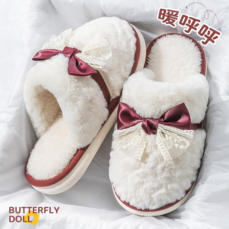 Женские нескользящие водонепроницаемые хлопковые тапочки на толстой подошве – Уютный меховой дизайн для осенне-зимнего периода, для беременных и мужчин