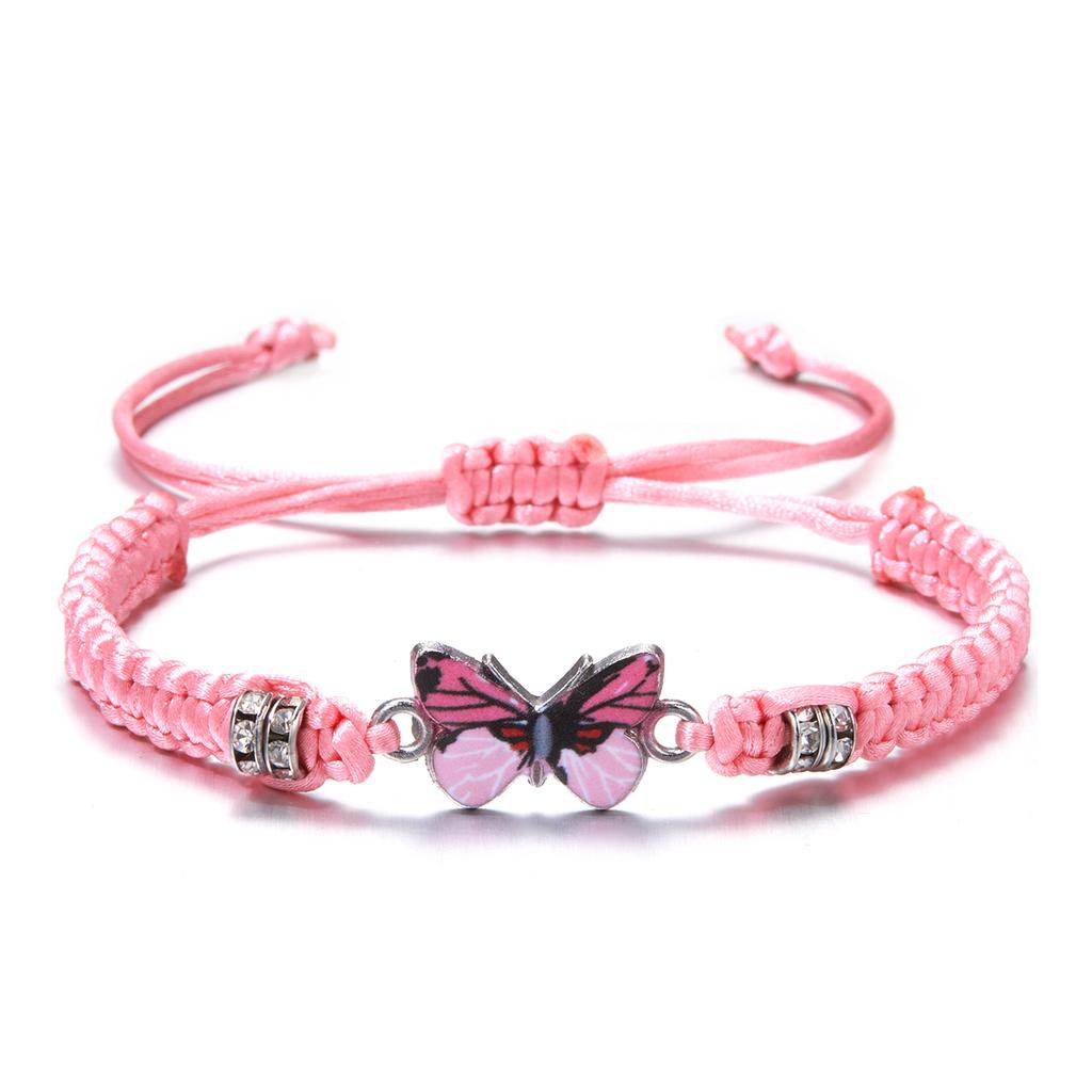 New Simple Handmade Braided String Bracelet For Women Blue Butterfly Adjustable Charm Bracelet Girls Fashion Jewelry Party Gift