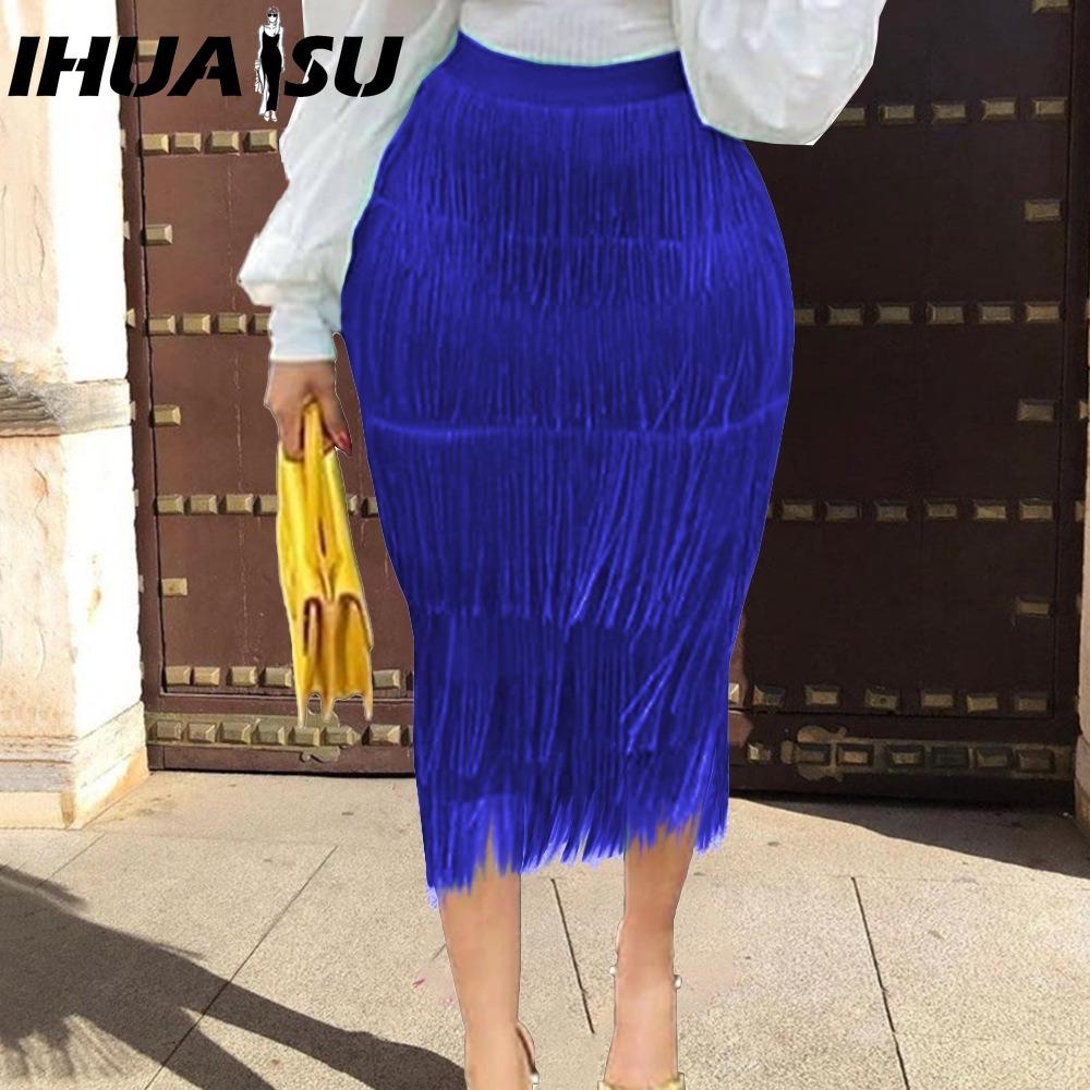 IHUASU Women's Fashion Casual Solid Color Print Summer Spring Skirt