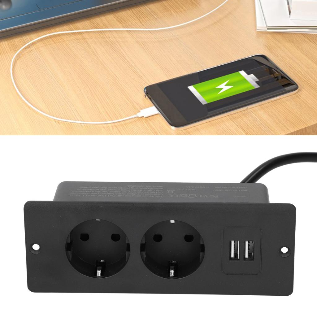 Встраиваемая розетка, 2 порта USB, 2 порта 10 А, настольная розетка, сетевой концентратор с кабелем 1,5 м.