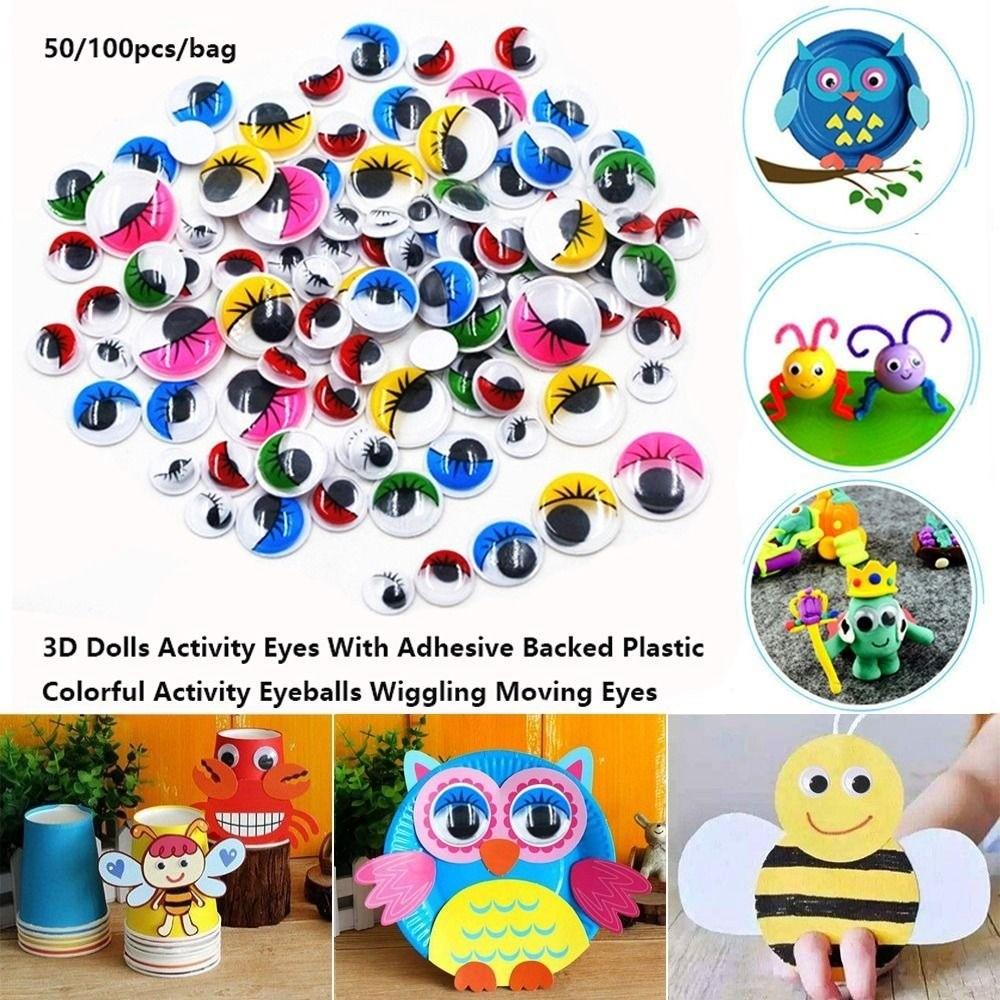 50/100pcs/bag Plastic Colorful Activity Eyeballs with Eyelashes DIY Kindergarten