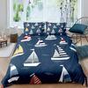 Nautical Sailboat King Queen Duvet Cover Coastal Sailing Boat Bedding Set Sea Adventure Comforter Cover Polyester Quilt Cover