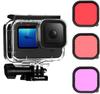 Водонепроницаемый бокс TELESIN для GoPro 3 цветных фильтра для Hero 12 Hero 11 mini 10 9 Водонепроницаемый пылезащитный защитный бокс для глубоководного дайвинга 60 м