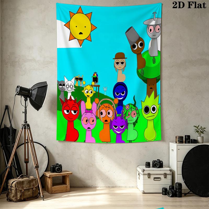 Sprunki Wall Tapestry Aesthetic Wall Hanging Printed Fabric Blanket Decorative Tapestries For Bedroom Living Room Home Decor