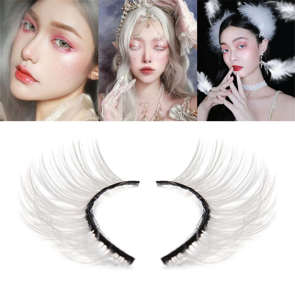 Cosplay Wispy Reusable Natural Fluffy False Lashes Cosplay False Eyelashes White Lashes