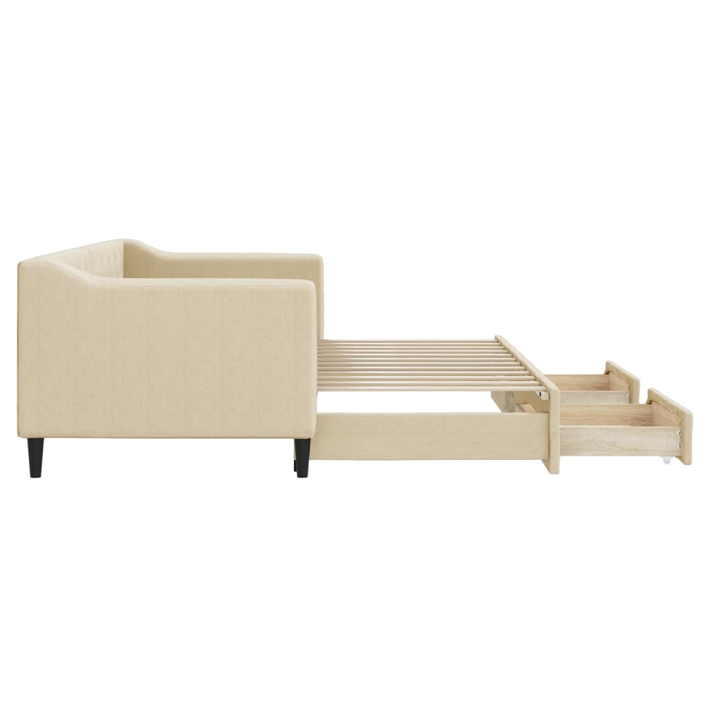 Vidaxl Sofa Rozsuwana Z Szufladami, Kremowa, 80X200 Cm, Tkanina