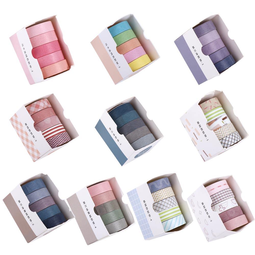 Solid Color Office Supply Tape Set Decorative Tape Scrapbooking Adhesive Tape Masking Tape