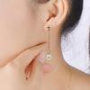 1Pair Women's Fashion Elegant Gold Plated Long Bar Faux Pearl Drop Earrings