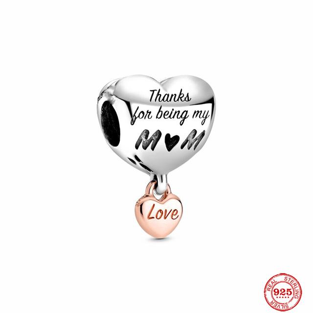 S925 серебряные тонкие бусины подходят для модного оригинального браслета, ожерелье, кулон для женщин, висячие блестящие подвески для мамы, ювелирные изделия