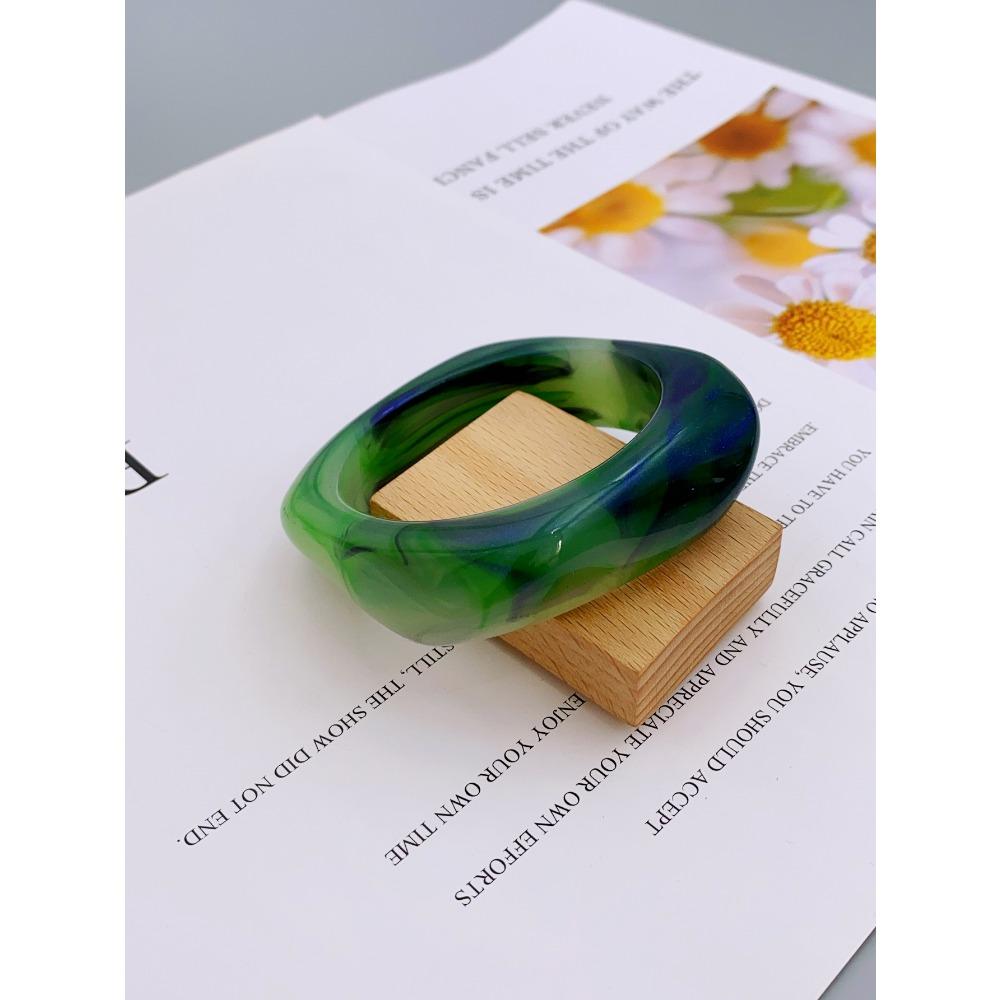 European and American Style Marble Pattern Exaggerated Acrylic Bangle Bracelet