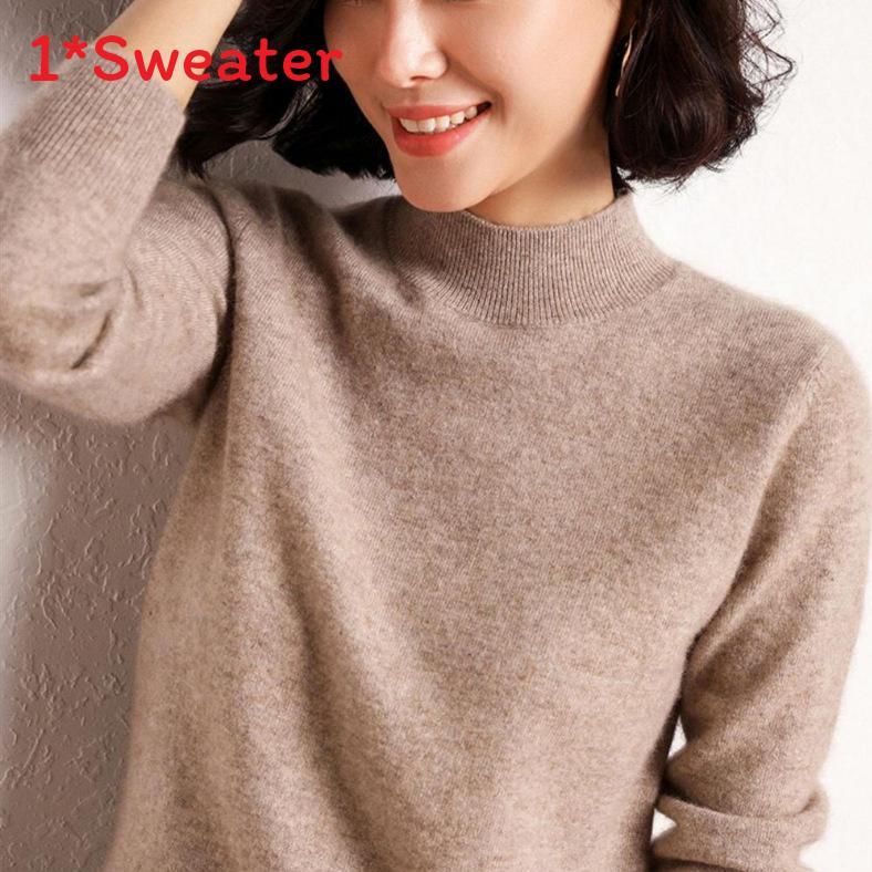 Womens Autumn Winter Knit Sweater With High Neck And Ribbed Design For Casual Wear