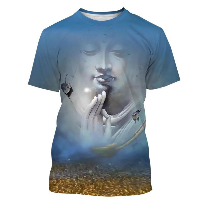 T-Shirts 3D Buddha Shakyamuni Printing T Shirt For Men Round Neck Short Sleeve Kid Cool Buddhist Faith Tops Harajuku Clothes Tee