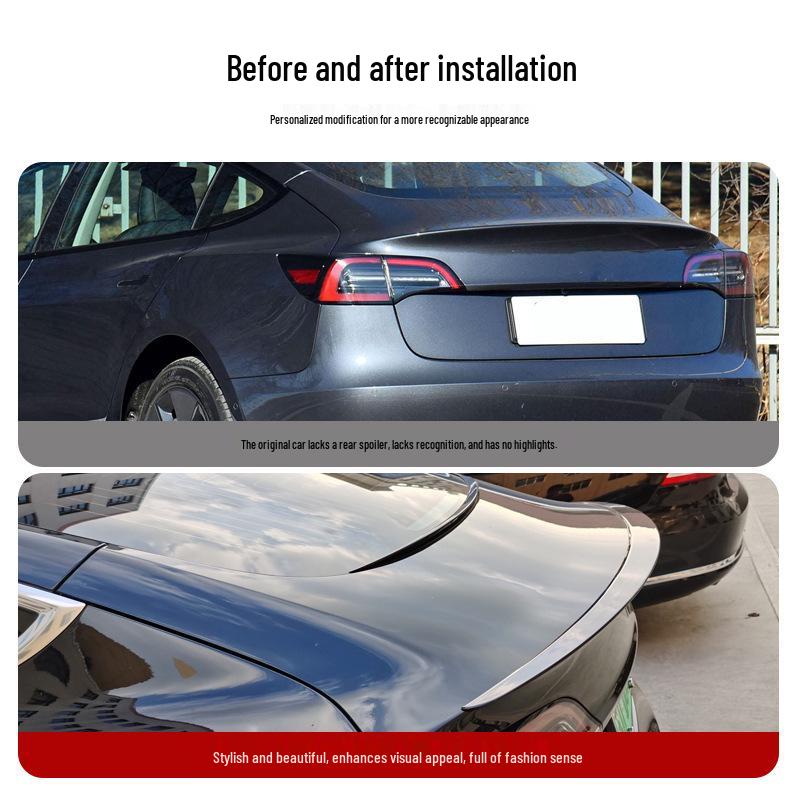 Tesla Model 3 Rear Spoiler Upgrade: Solid, No-Drill, Non-Destructive Wind Deflector