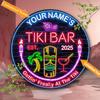 1 шт. 20x20 см Индивидуальная алюминиевая вывеска Декор Tiki Bar Неоновый стиль Принт с пальмами Ретро Лаунж Настенное искусство