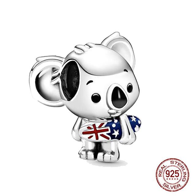 Новый Стерлингового Серебра 925 Единорог Кошка Собака Сова Обезьяна След Милое Животное DIY Тонкие Бусины Подходит Оригинальный Модный Браслет-Подвеска