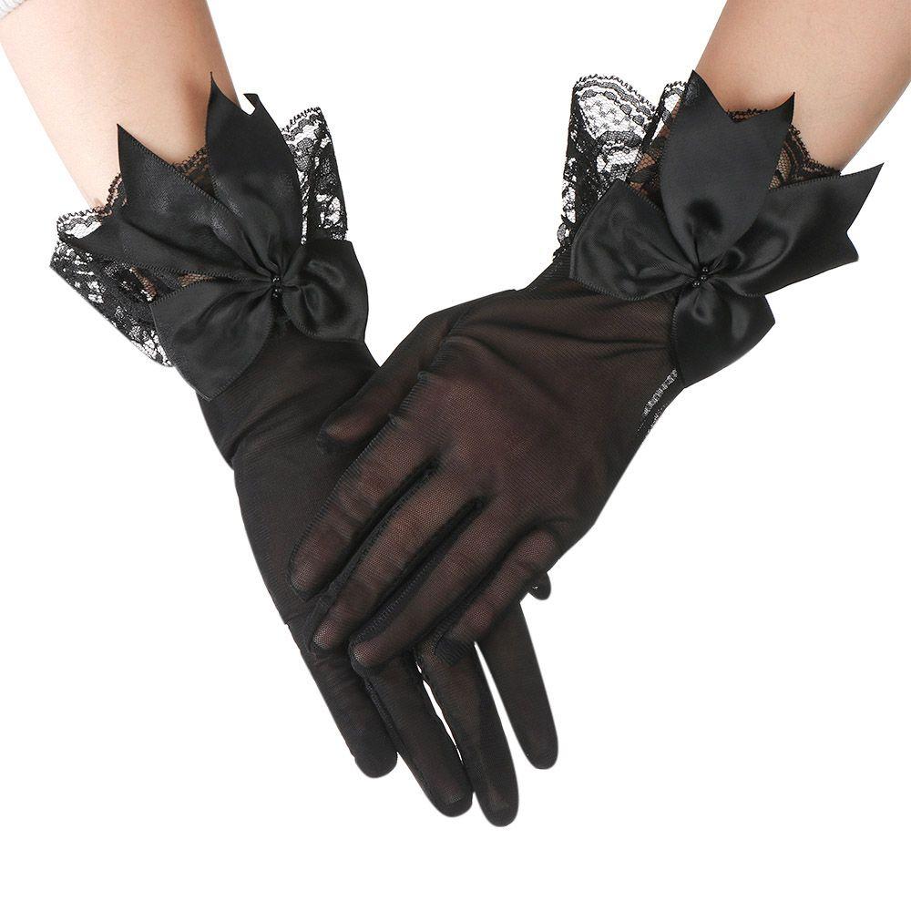 Fashion Bride Bow Lace Gloves Women White Gloves Sunscreen Driving Gloves Marriage Party Accessories