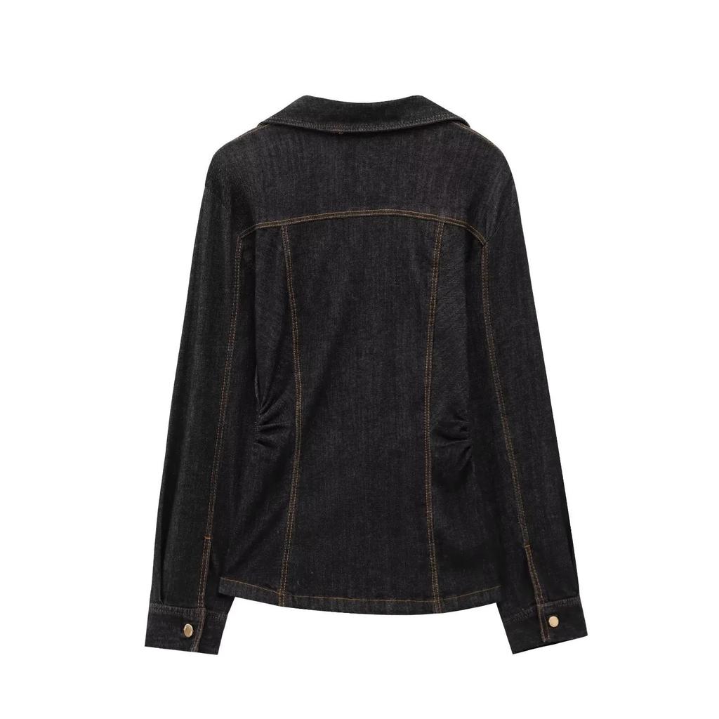 Весна 2025 Европейский и Американский Стиль Женский Приталенный Комплект Рубашка с Длинным Рукавом и Брюки