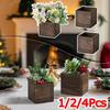 1/2/4PC Small Home Flower Box Table Pencil Holder Bohemian Wooden Planter Wedding Square Rustic Garden