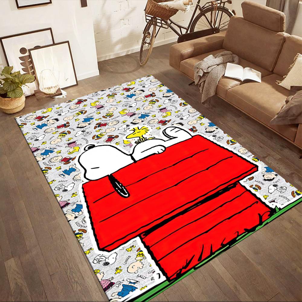Snoopy Dreams In Colorful Land Square rugs are a great choice for living rooms, bedrooms, home décor, and as gifts.