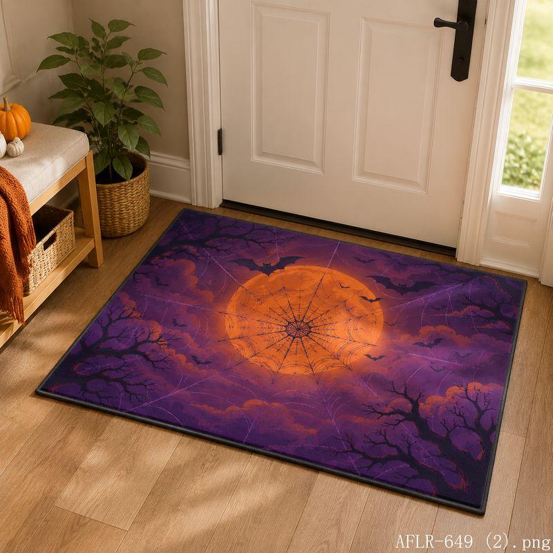 VIKAMA Thriller Halloween Bat Moon Withered Tree Door Mat Gothic Style Carpet Anti slip Entry Floor Mat Entrance Home Decoration