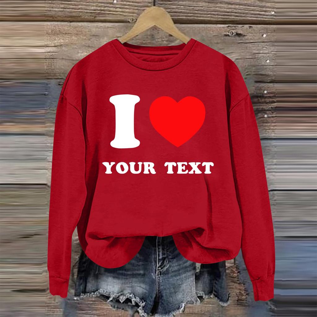 Женская повседневная мода ко Дню святого Валентина с принтом, длинным рукавом, круглым вырезом, толстовки, пуловеры, топы