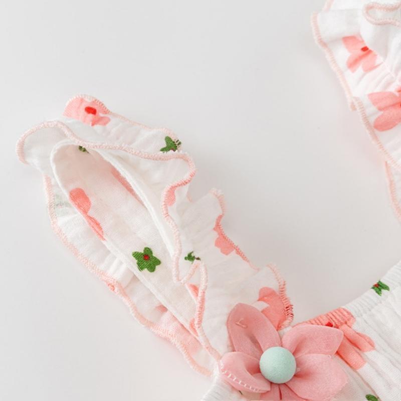 Летние комбинезоны для маленьких девочек для новорожденных девочек, хлопковый костюм без рукавов с принтом, милые комбинезоны для малышей, От 3 до 24 месяцев