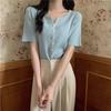 Short Sleeved T-shirt Women's Summer French Slimming Chic Thin Knitted Upper Garment