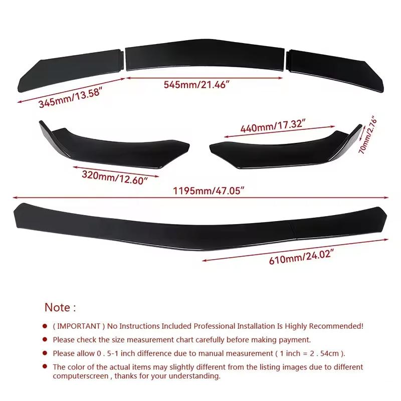 Adjustable 5Pcs Sectional Front Spoiler Lip For Skoda Fabia NJ PJ 2014-2026 Front Bumper Splitter Car Exterior Sport Body Kit