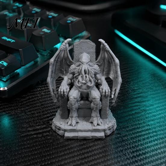 Detailed Bat Wing Sculpture 3D Printed Throne Cthulhu Statue, Gothic Resin Figurine for Shelf & Desk Tabletop Display Figures Decor, Tentacle Monsters