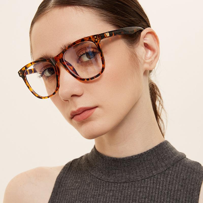 8971 Плоские зеркальные мужские, Большое лицо Черная оправа Квадратная оправа Большая оправа Ретро Литературные очки Женские Простые