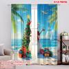 2pcs,2D Plane Printing Curtains Christmas Snowman Beach 100% Polyester (without Rod) Outdoor Decorations for Bedroom, Office,