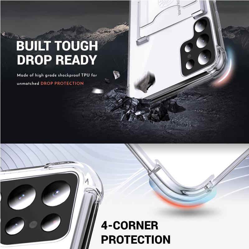 Magnetic Finger Ring Stand Transparent Case For Samsung Galaxy S22 Ultra Plus S21 S20FE S10 S20 Plus Note 20 Ultra Soft TPU Card Slot Kickstand Cover