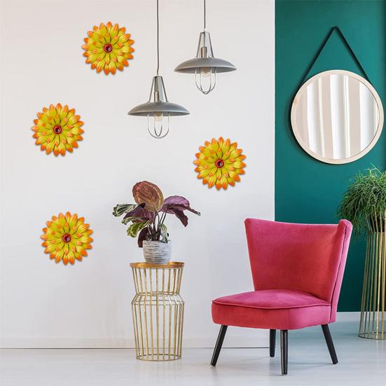 Металлический настенный декор в виде подсолнуха, разноцветные цветы ручной работы для сада, дома, уличного подвесного украшения