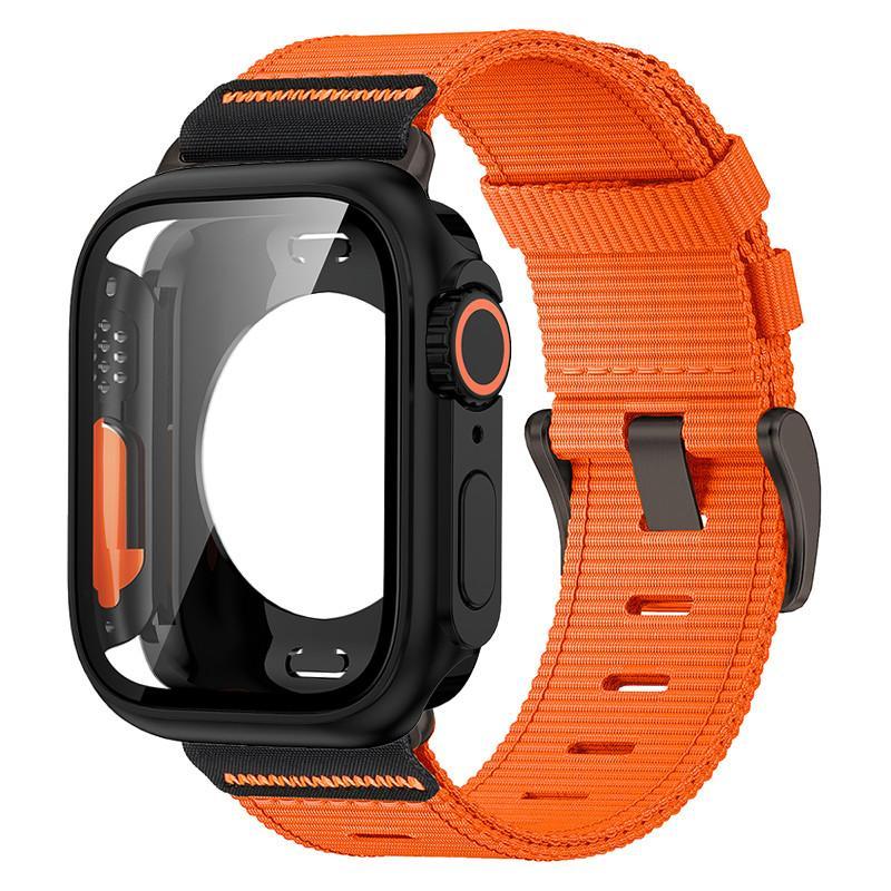 Нейлоновый ремешок-петля + Чехол из поликарбоната для Apple Watch Серии 11 10 42 мм 46 мм 45 мм 44 мм 41 мм 40 мм Ремешок-чехол для Iwatch 9 8 7 6 5 SE3/2/1 3 21