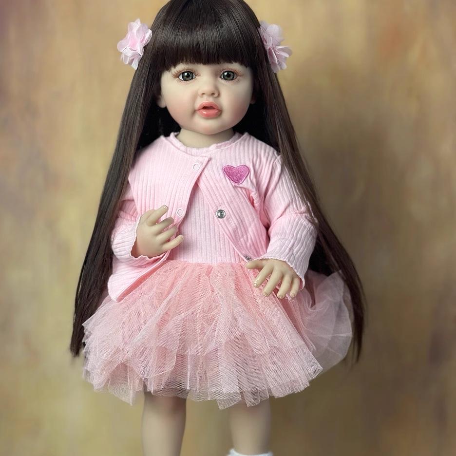 55cm Full Vinyl Baby Doll - Children's Day Gift, Reborn Companion & Bath Toy.