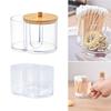 Transparent Acrylic Cotton Swab Box Powder Puff Storage Makeup Organizer  Bathroom Organizer