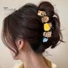 Women Hair Claw Cartoon Biscuits Decor Anti-slip Teeth Strong Grip Hair Clip Large Size Back Head Hair Clamp