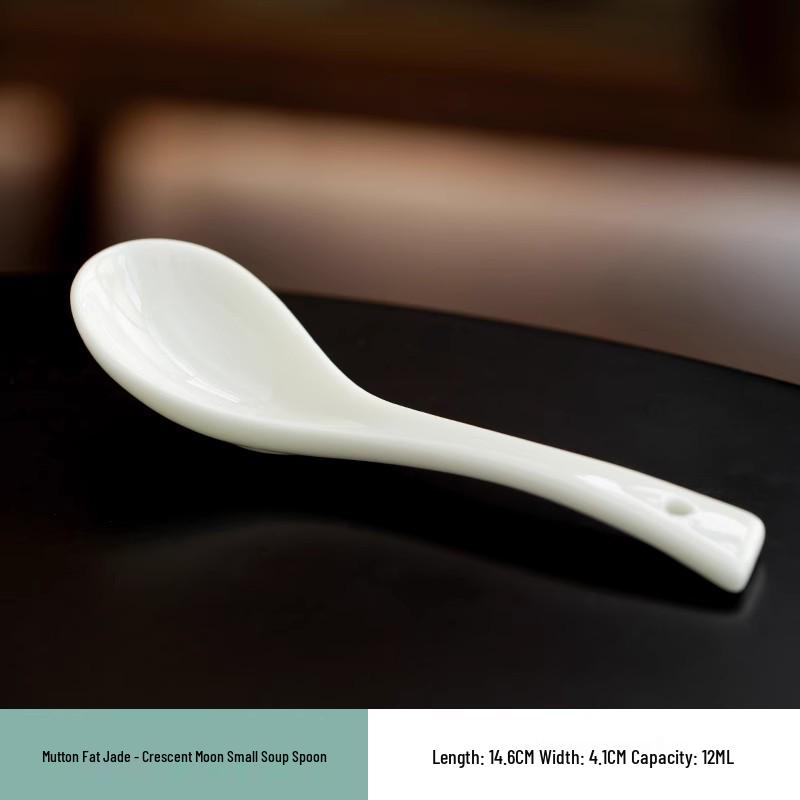 Белый Фарфор Керамика Дэхуа: Маленькая суповая и чайная ложка 12 мл для домашнего и ресторанного использования