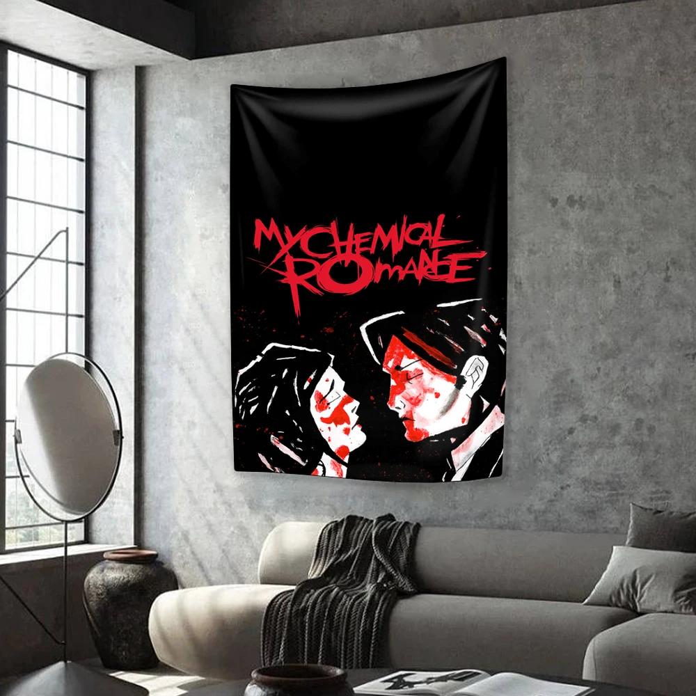 Панк Музыка Группа Гобелен My Chemical Romances Украшение для дома Спальня Общежитие Настенный Декор Фоновая ткань Концертный Декор